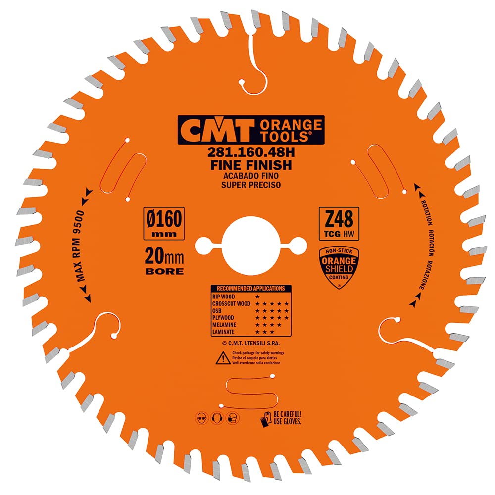 CMT 281.160.48H - TRAPEZOIDAL TOOTH SAW BLADE HW 160x2.2/1.6x20+2 Z48 TCG 5PO