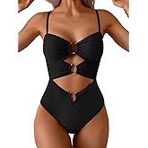 Eomenie Womens Cutout One Piece Swimsuit with Ring Linked Sexy Monokini Bathing Suit for Beach Vacation