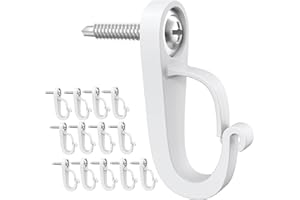 XZUHYE (14-Pack) Q-Hanger Hooks,Screws-in Hooks, for Outdoor String Lights and Garage New Year Party or Other Indoor Outdoor Hanging Decorations for House, Safety Buckle Design, Easy Release (White)