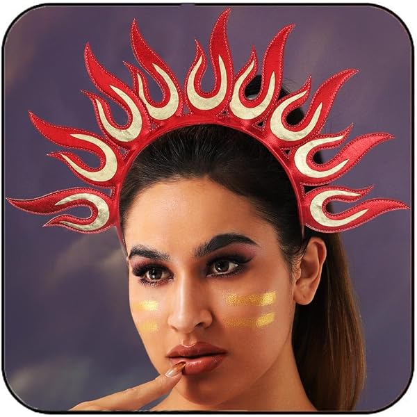 Amazon.com: CAKURE Fire Flame Headband Red Flame Headpiece  display picture 3