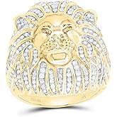 Jewels By Lux 10K Yellow Gold 1 1/3Cttw Natural Diamond Lion Mens Ring