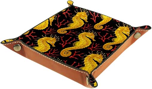 FCZ Golden Seahorse - Bandeja de Piel de Coral, Color Rojo, para mesita