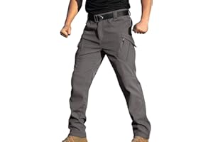 Mens Cargo Pants Water Resistant Fleece Lined Snow Ski Pants Insulated Work Trousers Casual Winter Sweatpants