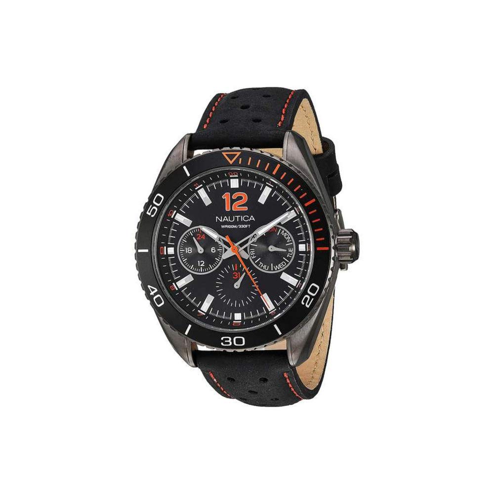 Nautica Men's Analogue Analog Quartz Watch with Leather Calfskin Strap NAPKBN007