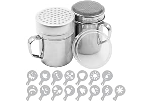 Powdered Sugar Shaker Duster with Handle, SENHAI 2pcs Stainless Steel Powder Shakers for Sugar Pepper Cinnamon Powder Flour w