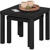 Furinno CLASSIC Nesting Tables Set of 2, Nesting Side Tables, Black | 1.8 Inch Triple Thick Tabletop, Toolless Assembly, Space Saving, End Table, for Living Room, Bedroom