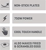 Trendi Non-Stick Omelette Maker 750W Dual Plates Easy Clean view 7