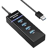 USB Hub, Hhusali 4-Port USB 3.0 Hub (5Gbps Transfer Speed, Lightweight, For Mac and Windows OS)