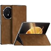 Compatible with Huawei Honor Magic V3 Case, Premium Suede Leather Flip Cover with Hard PC Back, Slim Lightweight Flip Case Kickstand &amp; Magnetic Closure Case (Brown)