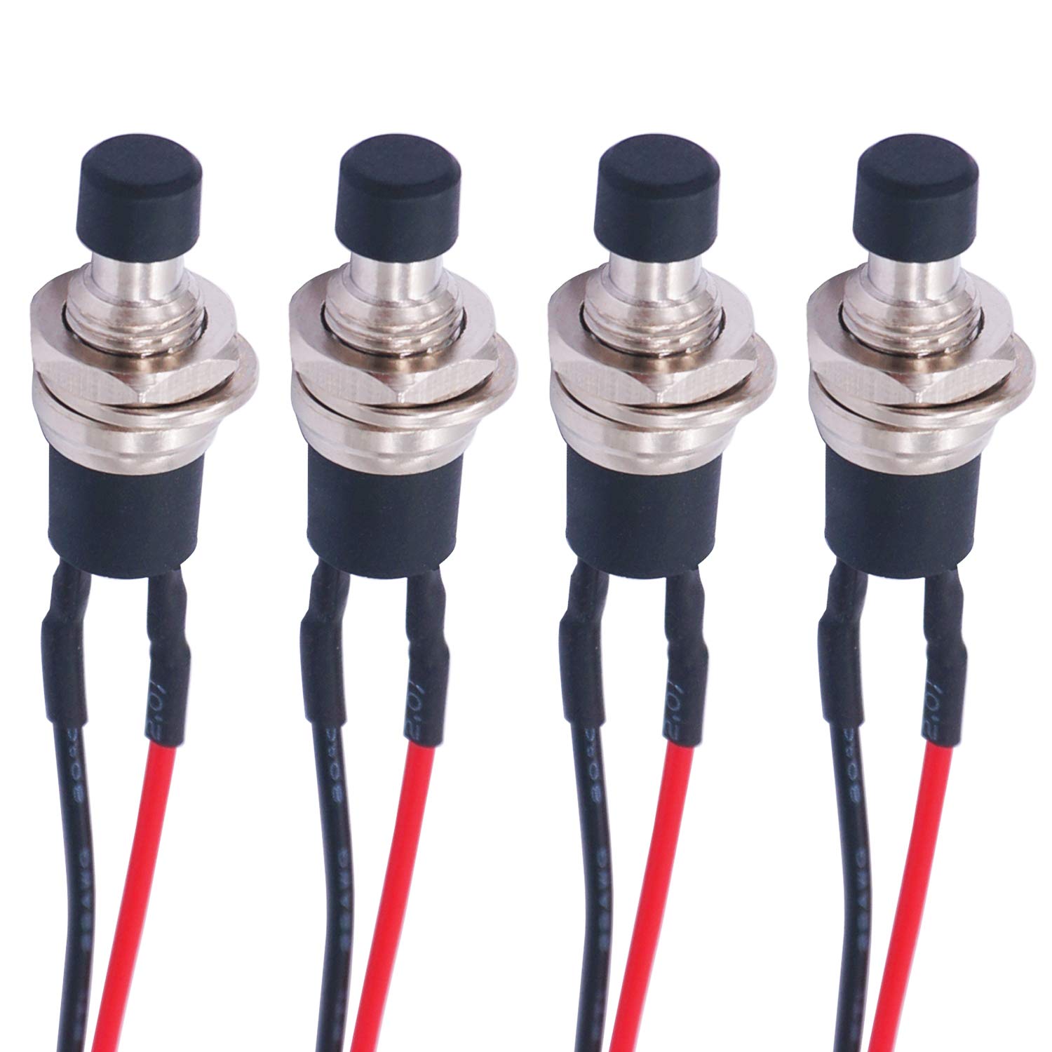 Twidec/4Pcs Latching LPBS110XBK Wires Presoldered Switch Mini Black