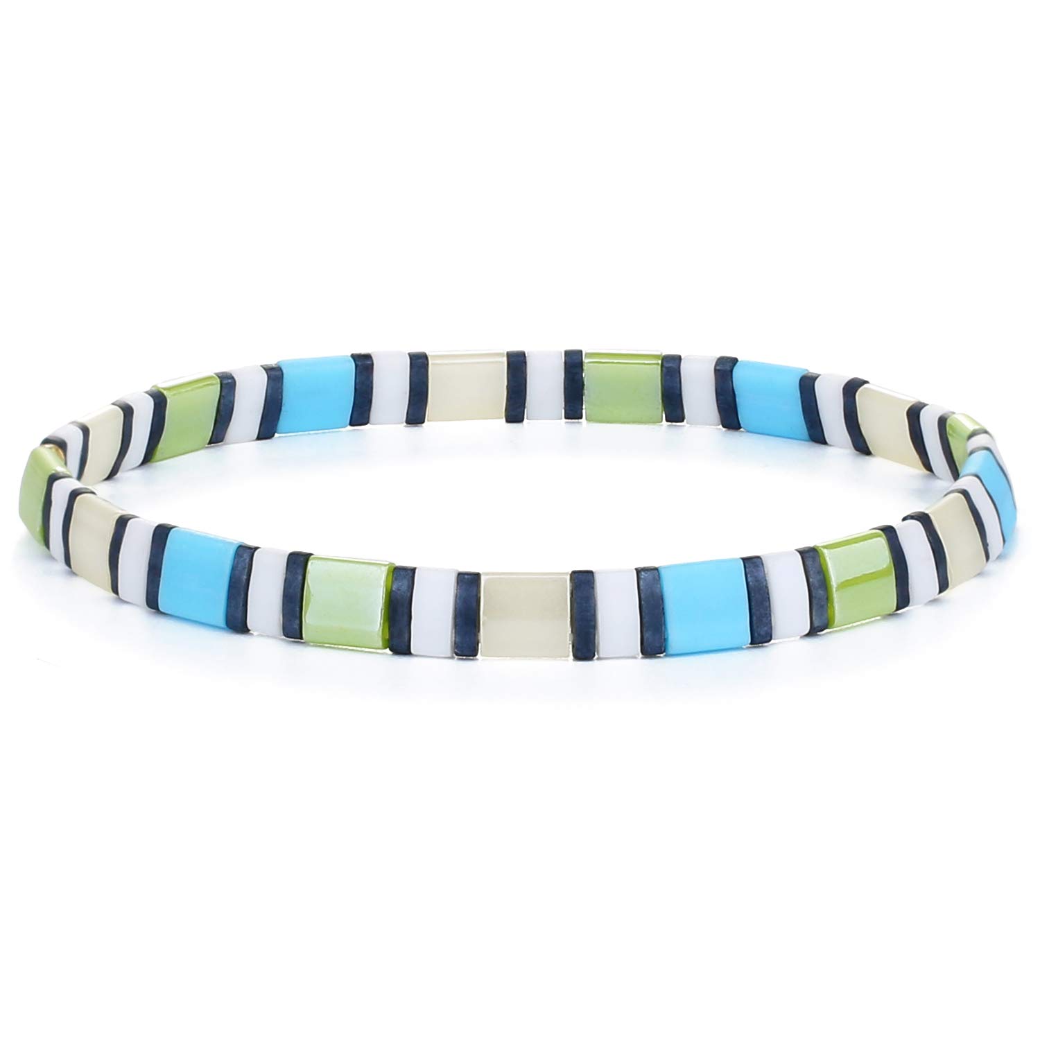 KELITCH Stretch Bracelets Mixed Handmade Seed Beaded Bracelets Lucky Jewelry for Women Lovers - 06L