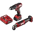 SKIL 2-Tool Combo Kit: PWRCore 12 Brushless 12V 1/2 Inch Cordless Drill Driver and 1/4 Inch Hex Right Angle Impact Driver, with 2.0Ah Lithium Battery and PWRJump Charger - CB743001
