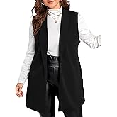 MakeMeChic Women's Plus Size Sleeveless Collar Neck Button Down Vest Blazer Outwear