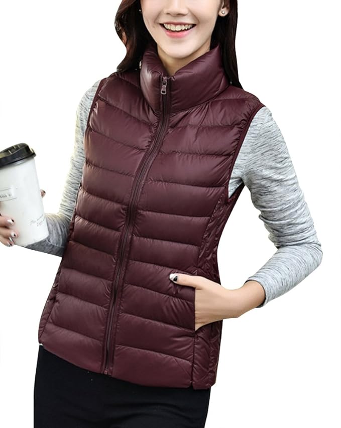 Damen Daunenweste Packbare Leichte Outdoor Weste Winter Daunenweste Ärmellose Daunenjacke Steppweste
