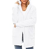 Century Star Women Fleece Cardigan Hooded Loose Fuzzy Cardigan Coat Womens Fuzzy Jacket Outwear