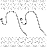 BEADNOVA Earring Hooks 150pcs Stainless Steel Ball Dot Ear Wire with Rubber Backs Earwire for Jewelry Making Earring Supplies (150pcs Ear Wire and 150 pcs Backs, Total 300pcs)