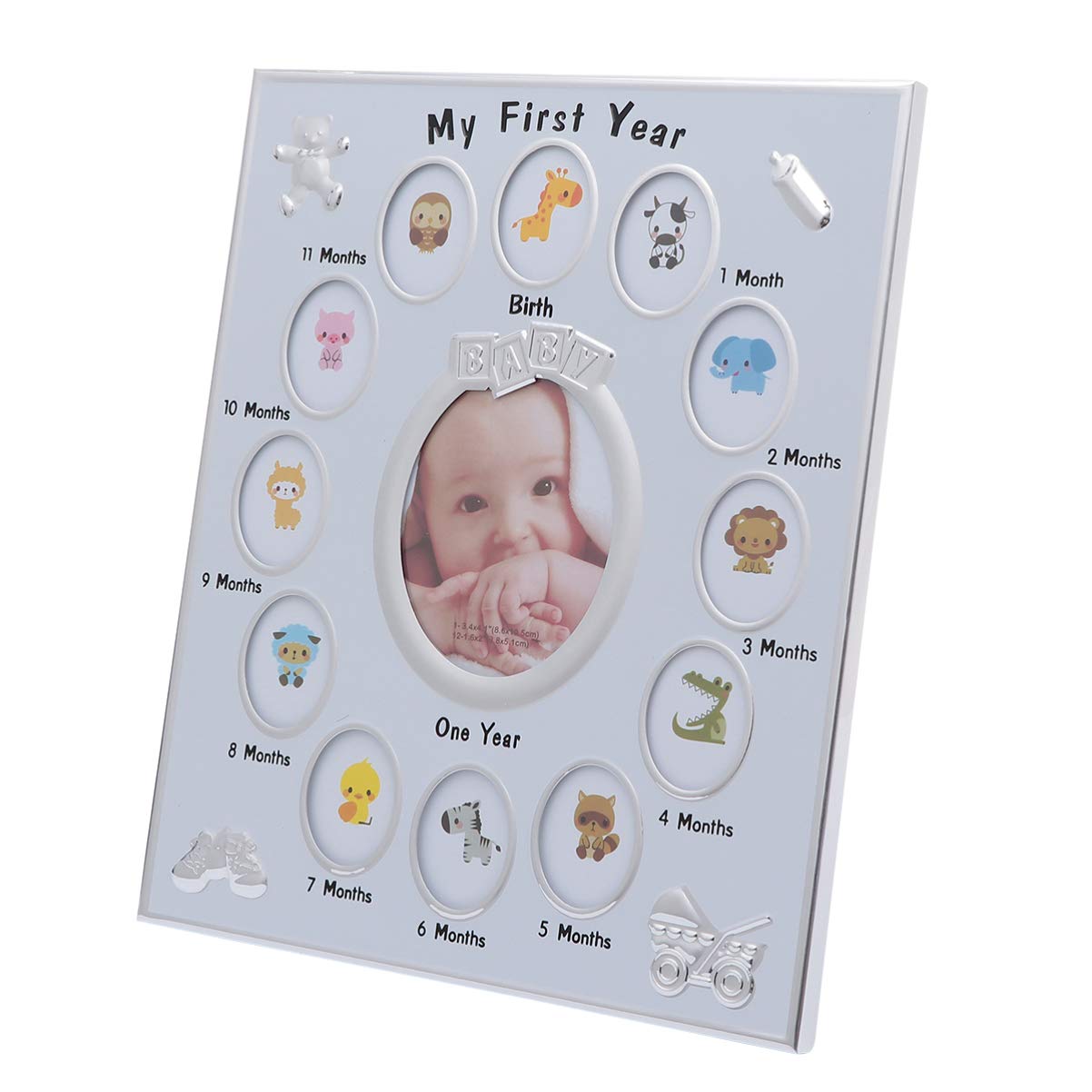 Baby First Year Keepsake Picture Photo Frame 12 Months Growth Record Photo Frame for Infant Newborn Baby Shower Memories