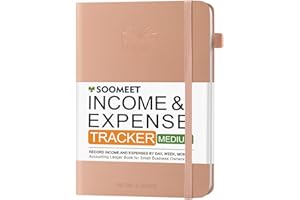 SOOMEET Income and Expense Tracker – Accounting and Bookkeeping Ledger Book for Small Business – Hardcover Notebook with Receipt Pocket – Undated, A5, 5.7″ x 8.3″ (Antique Pink)