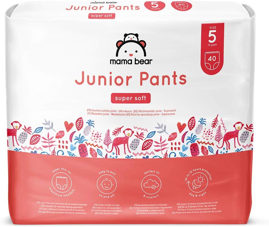 Mama Bear Super Soft Junior Nappy Pants Size 5 80 Count 2 Packs White