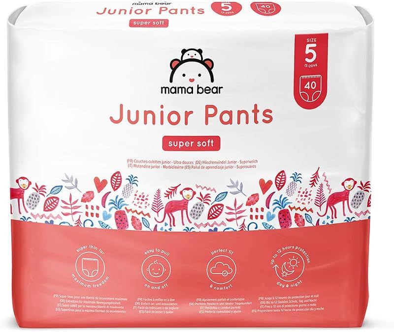 Mama Bear Super Soft Junior Nappy Pants Size 5 80 Count 2 Packs White