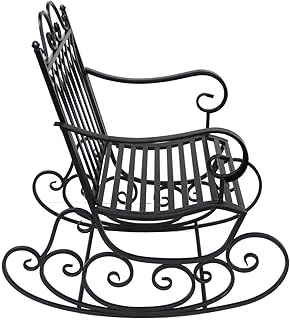 SK Style Metall Garten Schaukelstuhl, klassisches Design in schwarz