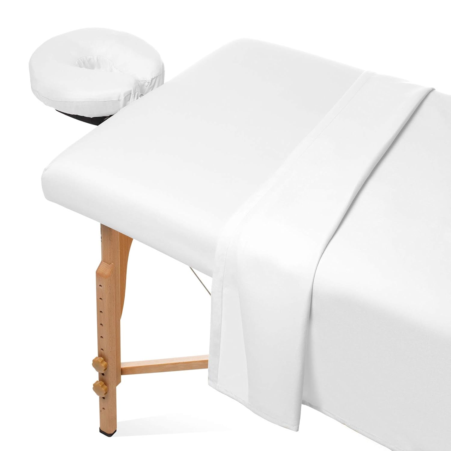 Saloniture 3-Piece Microfiber Massage Table Sheet Set - Premium Facial Bed Cover - Includes Flat and Fitted Sheets with Face Cradle Cover - White : Beauty