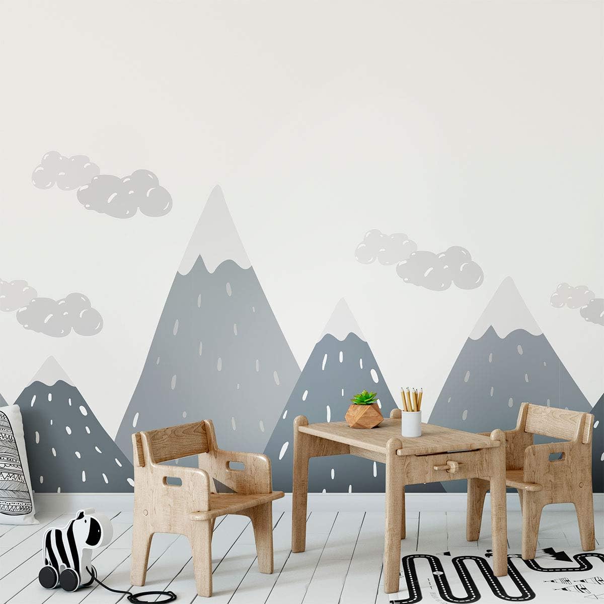 Ambiance StickerScandinavian Nordic Mountains Wall Decals, DIY Home Decor, Peel and Stick Removable Stickers, Waterproof and Self Adhesive Wall Art - H50 x L140 CM