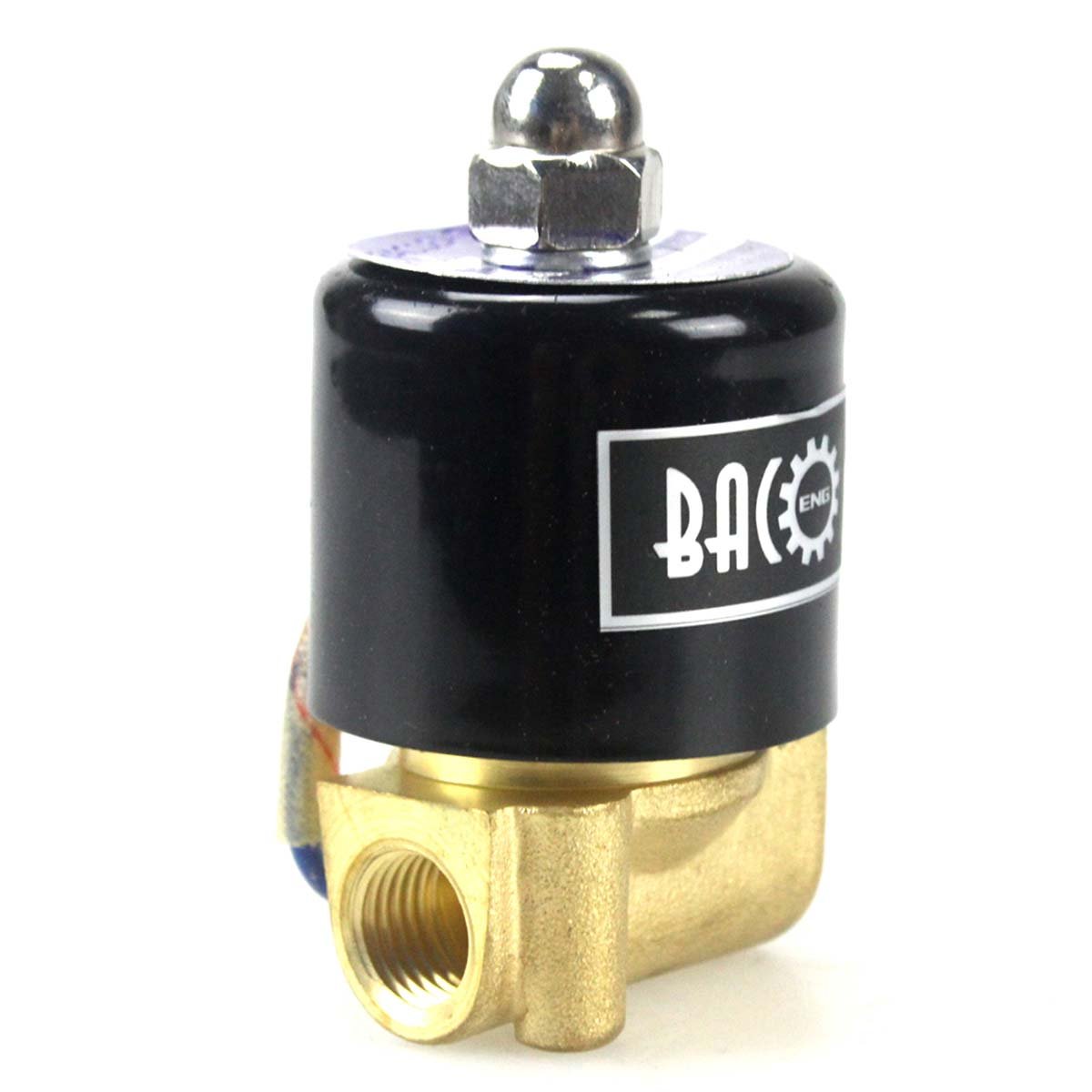 BACOENG 1/4" DC12V Electric Solenoid Valve (BSP, Brass, Normally Closed)