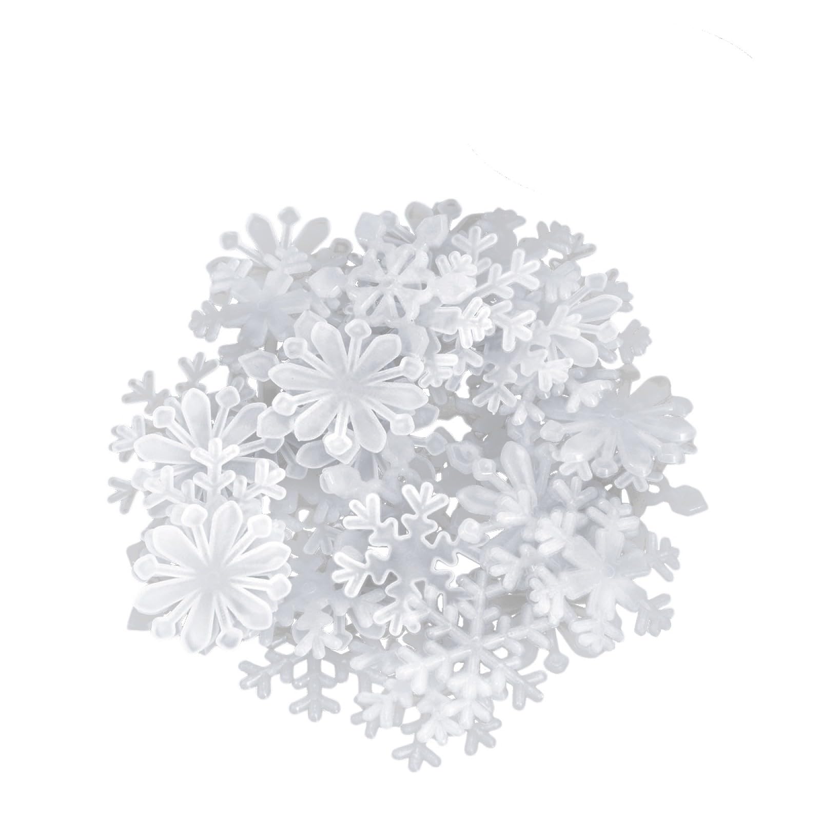 Amosfun 50pcs Glow in The Dark Snowflake Wall Sticker Luminous Fluorescent Christmas Window Clings Xmas Holiday Christmas Wall Decals Window Decorations (White)