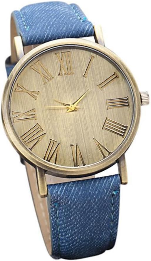 Antique Copper Color Dial Blue Jean Denim Style Band Watch, watch:244