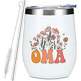 Retro Grandma Gifts Mothers Day Christmas Birthday Gifts for Oma Nana Grammy Grandmother Wine Tumbler, 12 oz Tumbler, Insulated Wine Glass Travel Coffee Mug, Funny Grandma Gifts from Granddaughter