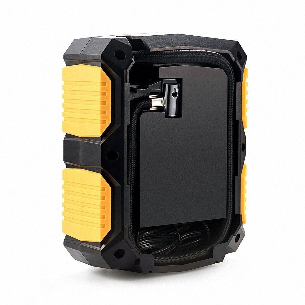 Compresseur d\'air Portable, QZT 12V Digital Compresseur avec Lampe LED ,3 Adaptateurs de Buse,Câble 3m -150PSI