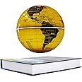 WUPYI 6" Magnetic Levitation Floating Globe Anti Gravity Rotating World Map with LED Light 7 Colors Display Floating Globe for Children Educational Gift Home Office Desk Decor (Gold-Book Base)