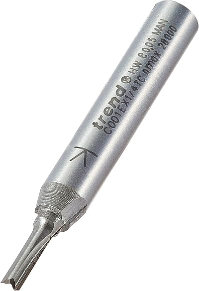 Trend CraftPro Straight Two Flute Router Cutter Bit 1/4 Shank 2.5mm Dia