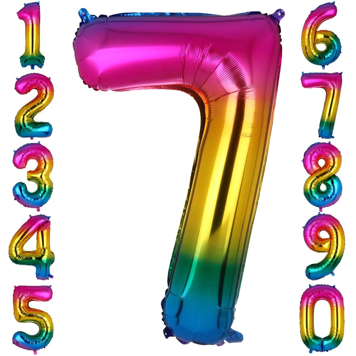 40 Inch Big Number 7 Foil Balloons Rainbow Giant Mylar Helium Balloon Girls Birthdays Party Decorations Supplies