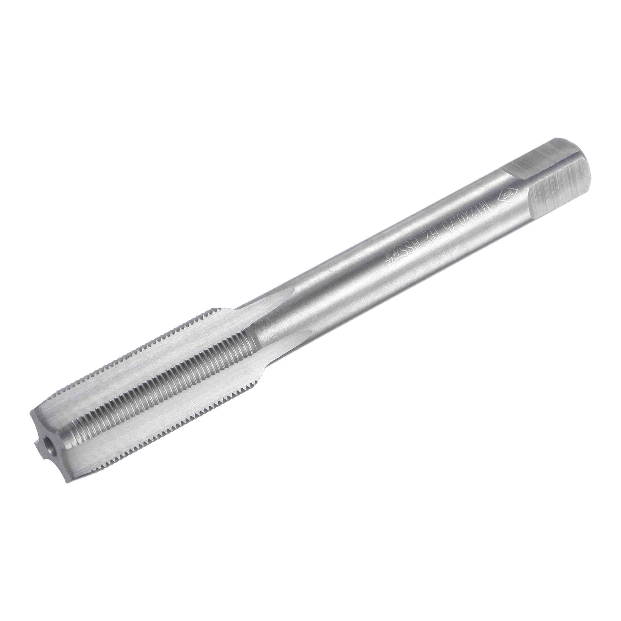 sourcing map Thread Milling Threading Tap M12 x 0.75, Metric Left Hand Machine HSS (High Speed Steel) 4 Straight Flutes Screw Tap H2 Tapping Machinist Thread Repair Tool