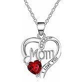 Leprato Mothers Day Gifts for Mom from Daughter Son, I Love You Mom Love Heart Pendant Necklace for Women Mother Birthday Gifts