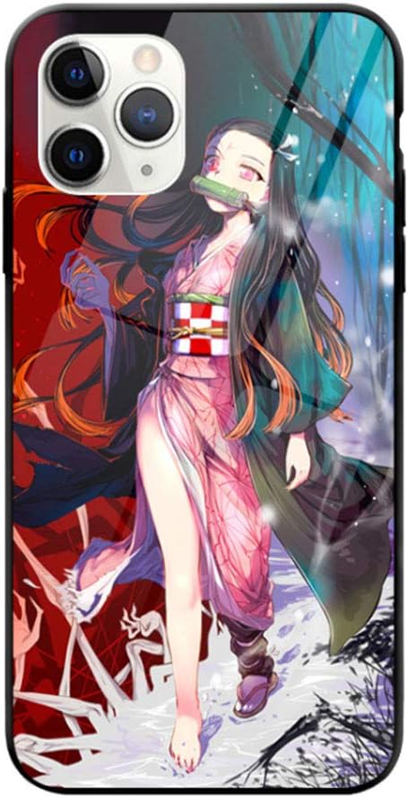 XZJUL Demon Slayer Nezuko Tempered Glass Case For Iphone,anime Cartoon Print Tpu Soft Edge 11 11pro 11pro Max For Anime Fans-a Iphone Xr