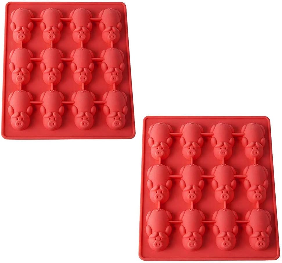 OCCOKO Baking Piggy Cake Mold 1 / 2pc Multifunction 12 Little Pig Silicone Cake Silicone Soap Chocolate Cake Cookie Mold Pudding Jelly Mold(A, 1 pc)