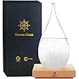 Storm Glass Weather Predictor, Glass Sphere with Wood Base, Christmas Decoration Snow Globe, Storm Glass Weather Forecast Weather Station (XXL)