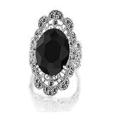 Mytys Retro Vintage Cocktail Statement Ring Black
