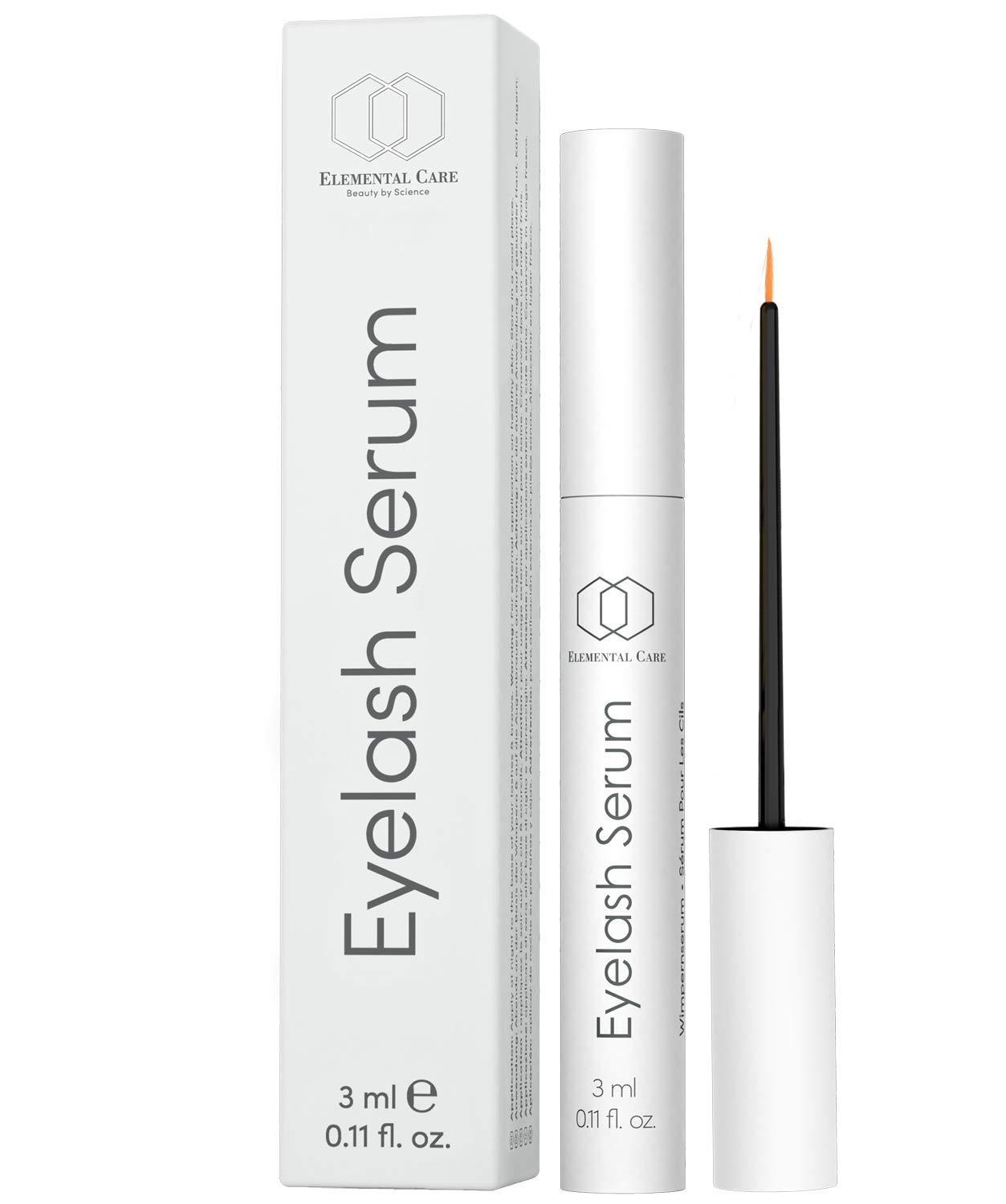 Elemental Care Eyelash Serum 3ml – Vegan Eyelash & Eyebrow Growth Serum with Biotin, Aloe Vera & Caffeine for Longer Lashes and Fuller Brows