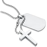 HZMAN Mens High Polishing Stainless Steel Dog Tag Pendant Necklace 22+2 Inch Link Chain