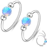 ONESING 2Pcs 18G Nose Rings Hoops Blue Opal Nose Ring 316L Surgical Steel Nose Hoop Silver Nose Piercings Jewelry Hypoallergenic Nose Rings for Women Septum Ring 8mm/10mm