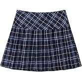WDIRARA Pleated Skirts for Women Y2k Mini Skirt High Waist A-Line Uniform Skorts Plaid Cheer Skort