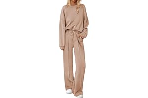 Ekouaer Pajama Sets for Women 2 Piece Lounge Sets Long Sleeve Sleepwear Top and Pants Cozy Pjs Loungewear with Pockets S-XXL