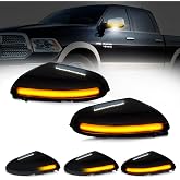 Sequential LED Mirror Turn Signal Light Smoked Lens for Dodge RAM 2009-2018 | Fit Dodge RAM 1500 2009-2018, RAM 2500 3500 2010-2018, Side Mirror Puddle Lights, Dynamic Indicator Strip Mirror Marker Lamp