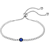 YIFSIY Birthstone Bracelet for Women 925 Sterling Silver Tennis Bracelet Classic Adjustable Chain Jewelry Anniversary Birthday Gifts for Women Mom Wife Her