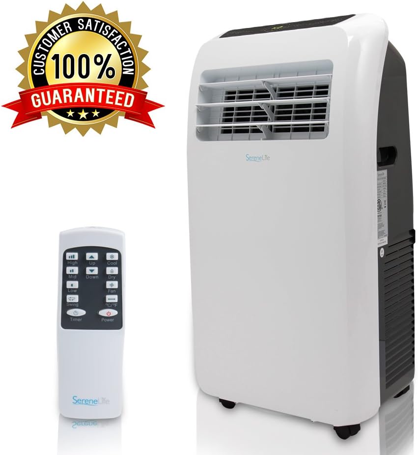 Serenelife 12 000 Btu Portable Air Conditioner 3in1 Floor Ac Unit With Builtin Dehumidifier Fan Modes Remote Control Complete Window Mount Exhaust