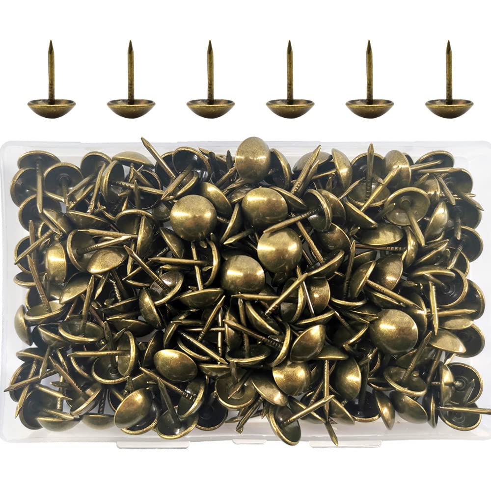 Ruidee 200 PCS Antique Upholstery Tacks, Furniture Decorative Thumbtacks, Push Pins (STD/Bronze)